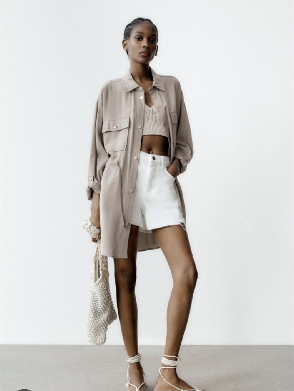 Zara - Relaxed Fit Overshirt in Sand - Small